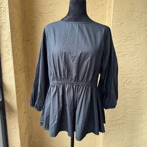 CORD Black 3/4 Sleeve Top Sz XXL Button Back